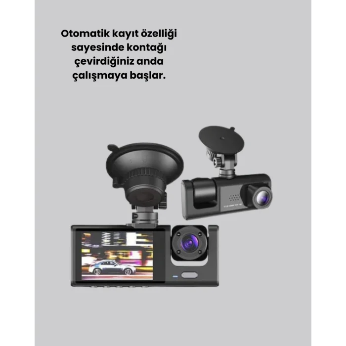 BUĞZ Full HD Araç Kamerası  Çift Yönlü Kayıt ve Darbe Sensörü