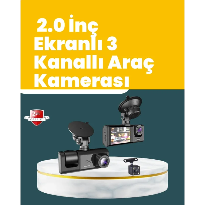 BUĞZ Full HD Çift Yönlü Araç Kamerası  Hareket Algılama  Döngüsel Kayıt