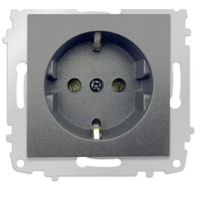  Füme Topraklı Priz Çerçevesiz - Priz ve Anahtar İçin Uyumlu Çerçeve