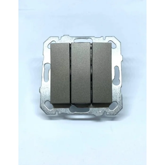  Füme Üçlü Anahtar Çerçevesiz - Priz ve Anahtar İçin Uyumlu Çerçeve