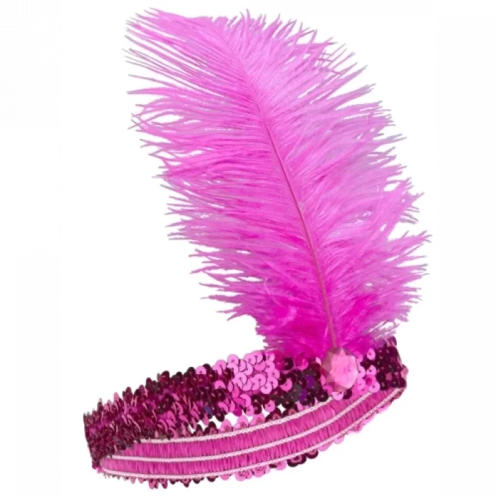  Fuşya Renk Çarliston Saç Bandı