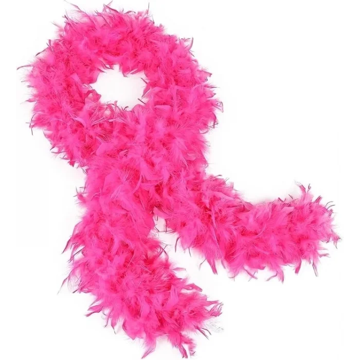 BUĞZ Fuşya Renk Kabarık Kalın Otriş Boa Tüy 6 Cm Genişlik 180-200 Cm Uzunluk