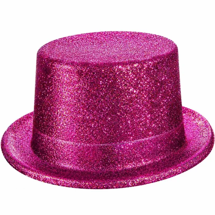 BUĞZ Fuşya Simli Glitter Silindir Parti Şapkası