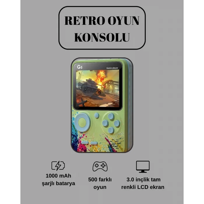 G5 Game Box Retro Mini Oyun Konsolu – 500 Dahili Oyun