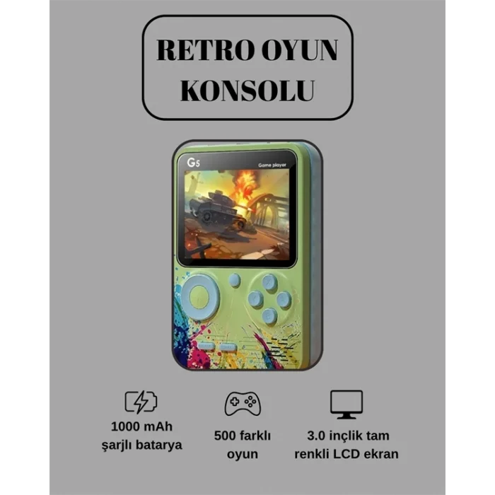  G5 Game Box Retro Mini Oyun Konsolu – 500 Dahili Oyun