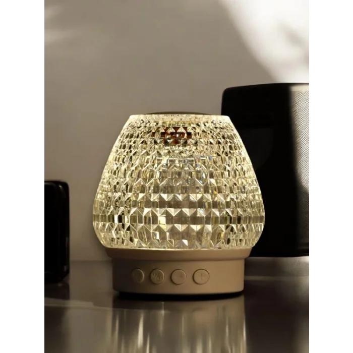  G5 Kristal Şarjlı Masa Lambası - 7 Renk Gece Lambası ve Bluetooth Hoparlör