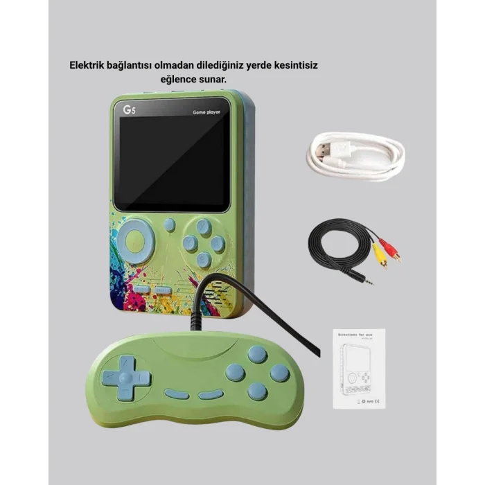 BUĞZ G5 Taşınabilir Retro Game Box 500 Oyunlu Şarjlı Mini Oyun Konsolu