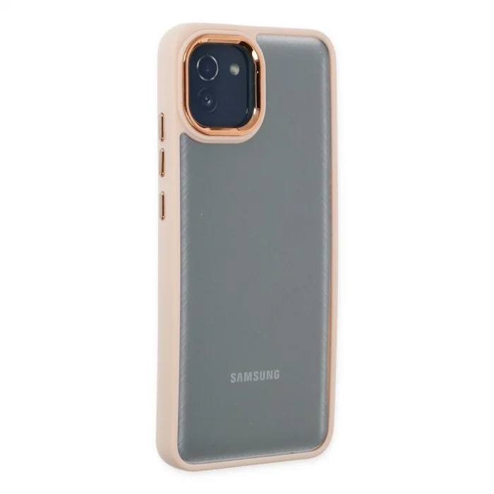 BUĞZ Galaxy A03 Kılıf Dora Kapak - Pudra