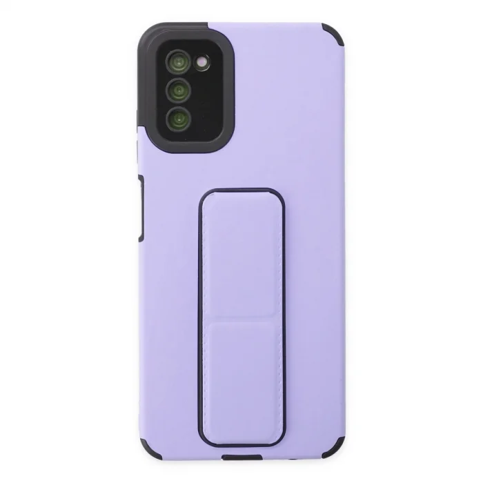 BUĞZ Galaxy A03s Kılıf Mega Standlı Silikon - Lila