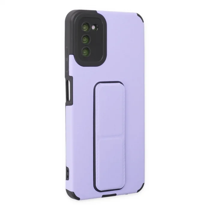 BUĞZ Galaxy A03s Kılıf Mega Standlı Silikon - Lila