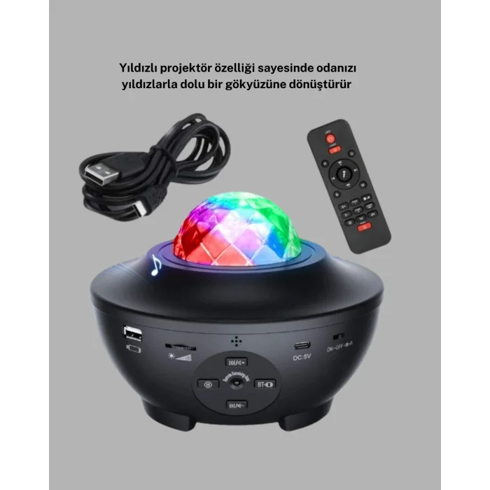 BUĞZ Galaxy Yıldız Projektör Çok Renkli Ayarlı Parlaklık Uzay Atmosfer Işığı - Lisinya