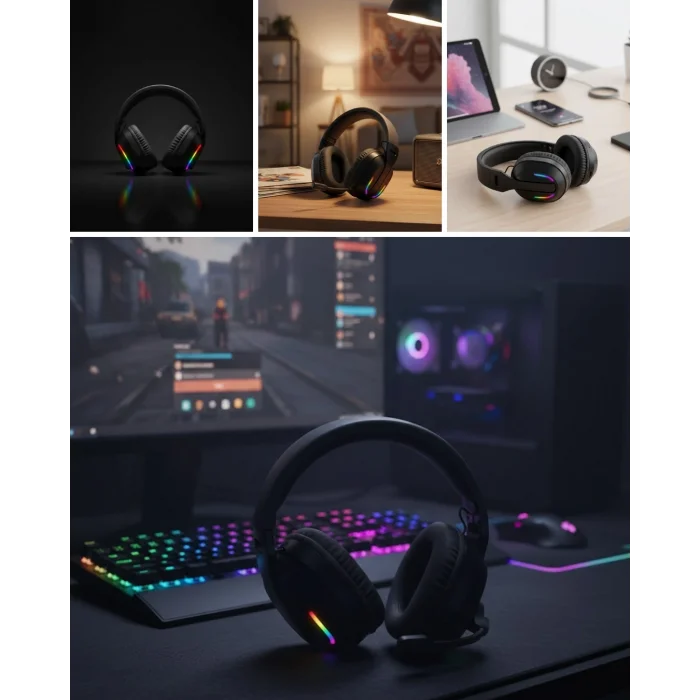 BUĞZ Gaming Headset Kablosuz Bluetooth 40MM Sürücülü Mikrofonlu Oyuncu Kulaklığı