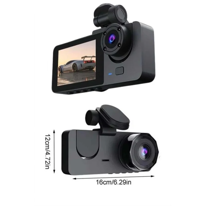 BUĞZ Gece Görüşlü DVR 3 Lensli Araç İçi Sürüş Kamerası Video Kaydedici - Lisinya