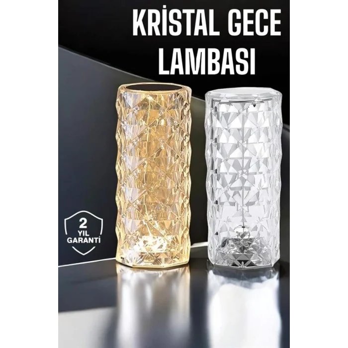 BUĞZ Gece Lambası Kristal Lamba Dokunmatik Şarjlı Hediyelik
