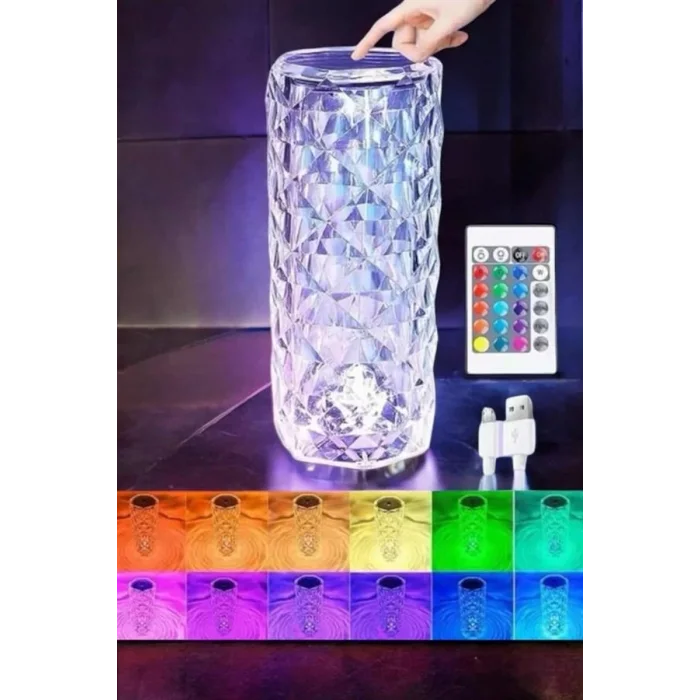  Gece Lambası Kristal Lamba Dokunmatik Şarjlı Hediyelik