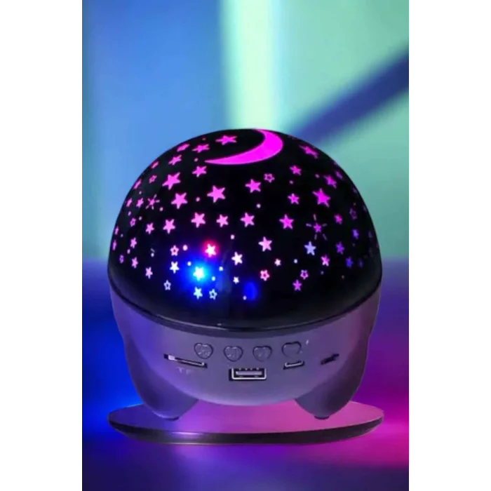 BUĞZ Gece Lambası Projeksiyon Görünümlü Şarjlı Yıldızlı Yuvarlak - BUĞZ