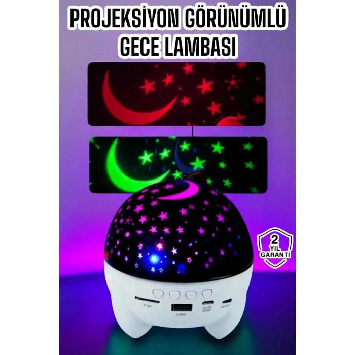 BUĞZ Gece Lambası Renkli Yıldızlı Gökyüzü Projeksiyon Gece Tavan Yansıtma