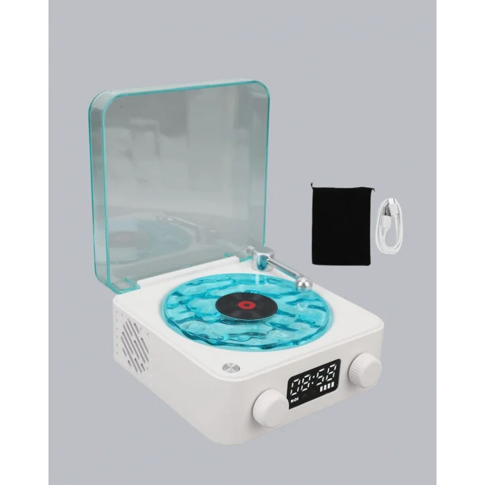 BUĞZ Gece Lambası Stereo Bluetooth Hoparlör Dijital Saatli Vintage Tasarım Çok Fonksiyonlu