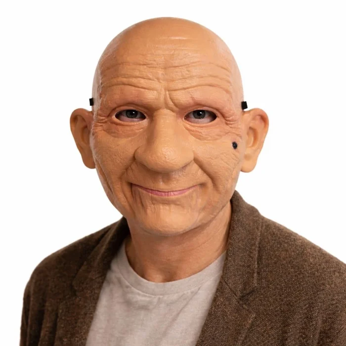 BUĞZ Gerçekçi Yaşlı Adam Maskesi – Lateks Görünümlü Plastik Korku Maskesi