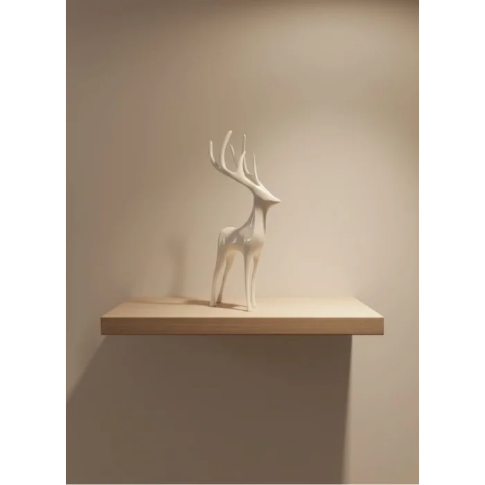 BUĞZ Geyik Figürü Beyaz Modern Salon ve Raf Dekoru