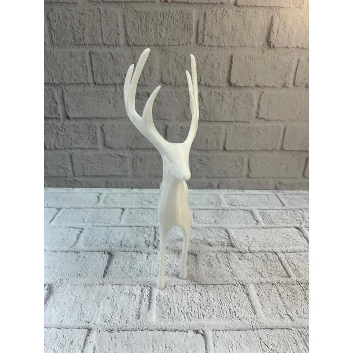 BUĞZ Geyik Figürü Beyaz Modern Salon ve Raf Dekoru