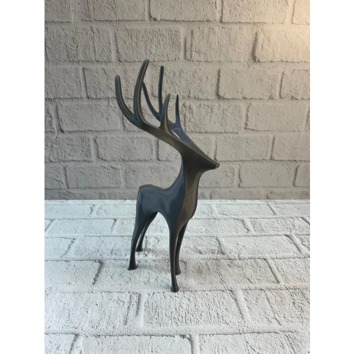 BUĞZ Geyik Figürü Gri Modern Salon ve Raf Dekoru - Lisinya