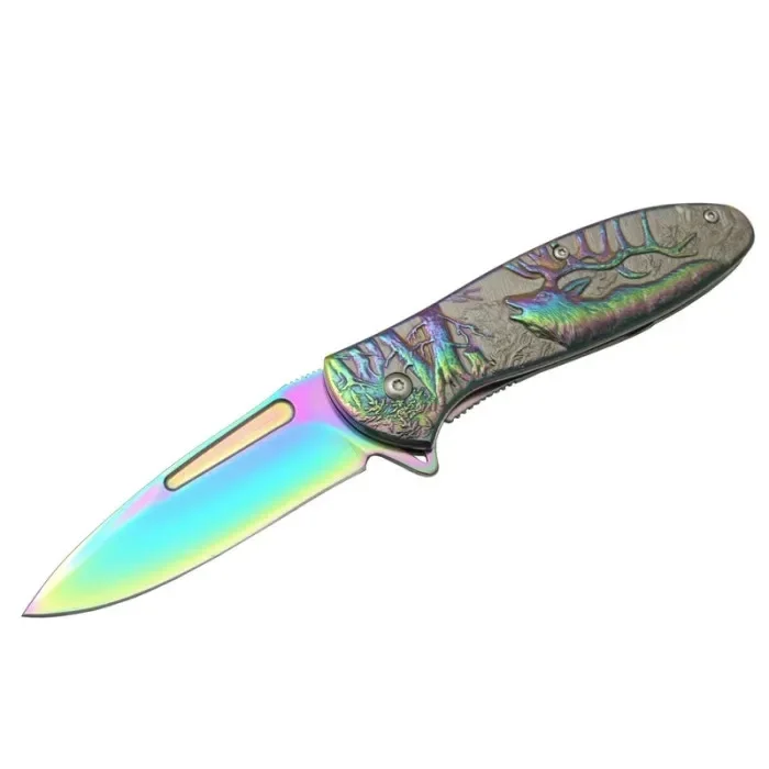  Geyikli Gökkuşağı Çakı 19,5 cm , Kemerlikli