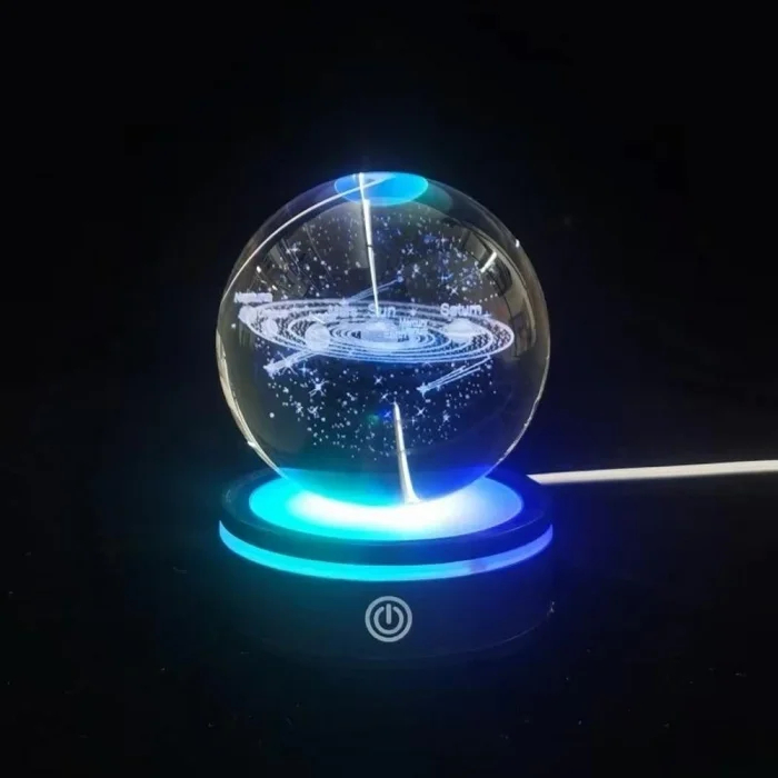 BUĞZ Gezegenler Tasarımlı Renk Değiştiren Dönen Cam Küre