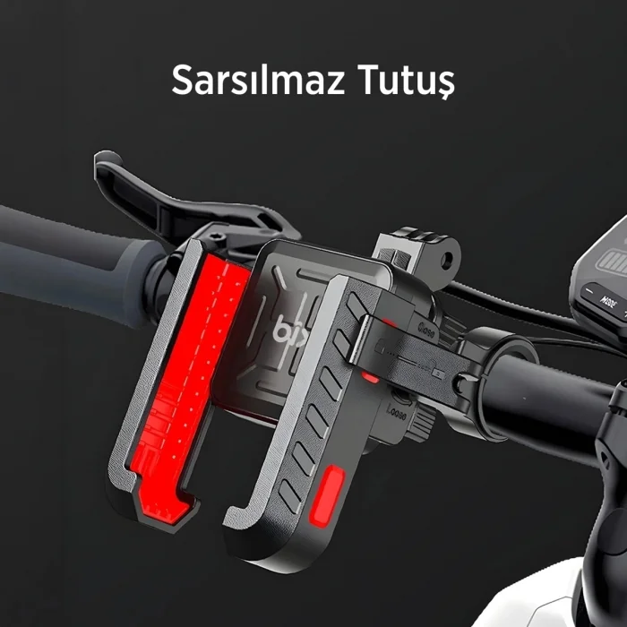 BUĞZ Gidon Bağlantılı 360° Derece Ayarlanabilir 3.5”-7.2” Uyumlu Motosiklet Bisiklet Telefon Tutucu