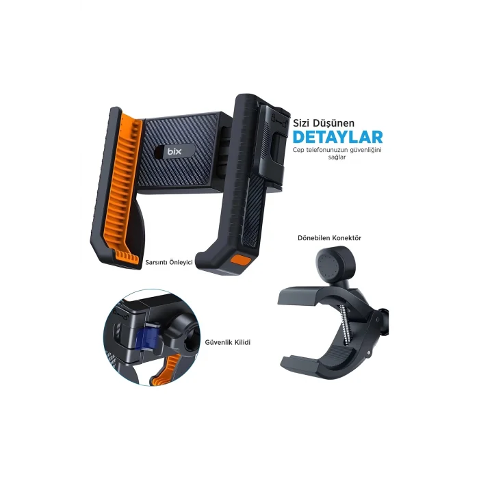 BUĞZ Gidon Bağlantılı Bisiklet Motosiklet İçin Esnek Abs 4-7.8″ İnç Telefon Tutucu 360° Dönebilen Tasarım