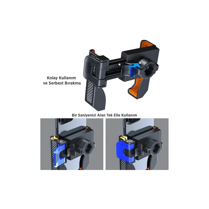 BUĞZ Gidon Bağlantılı Bisiklet Motosiklet İçin Esnek Abs 4-7.8″ İnç Telefon Tutucu 360° Dönebilen Tasarım