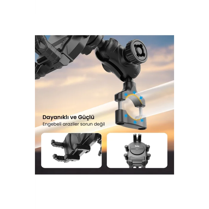 BUĞZ Gidon Bağlantılı Güneş Ve Yağmur Korumalı 360° Derece Ayarlanabilir Motosiklet Bisiklet Telefon Tutucu