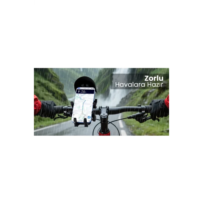 BUĞZ Gidon Bağlantılı Güneş Ve Yağmur Korumalı 360° Derece Ayarlanabilir Motosiklet Bisiklet Telefon Tutucu