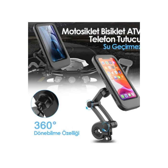 BUĞZ Gidon Bağlantılı Su Geçirmez Mıknatıslı Motorsiklet Telefon Tutucu