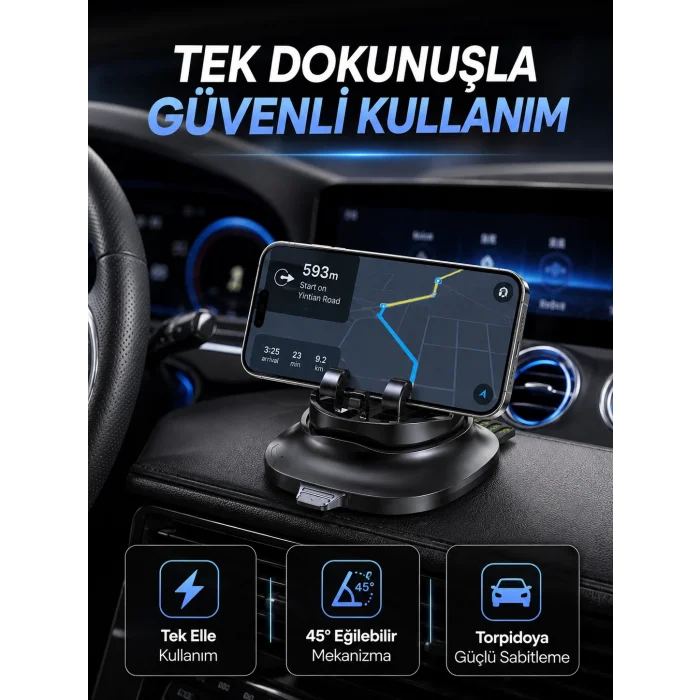 BUĞZ Gizlenebilir Telefon Numaralı Araç İçi Telefon Tutucu Torpido Üstü Telefon Standı
