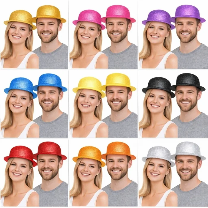 BUĞZ Glitter Simli Melon Şapka 9’lu Set - 9 Renk Parti ve Kostüm Şapkası