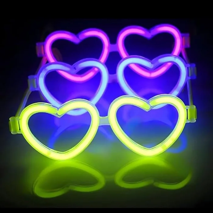 BUĞZ Glow Kalpli Fosforlu Gözlük 6’lı Renkli Set – Neon Parti