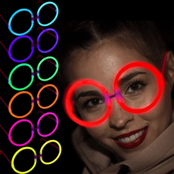 BUĞZ Glow Parti Gözlüğü Glow Partisi Yuvarlak Şekilli Fosforlu Gözlük 6 Adet