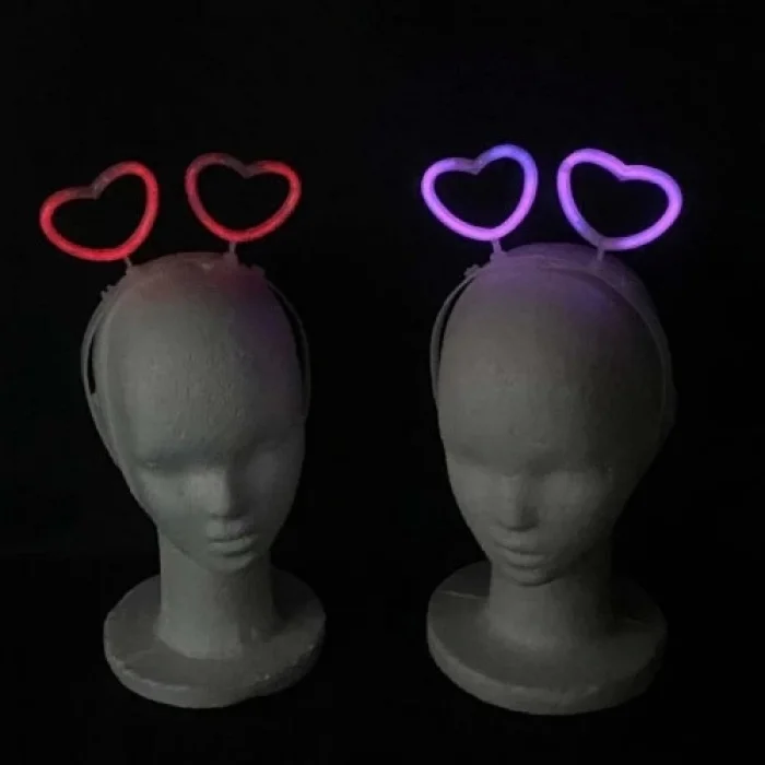  Glow Stick Karanlıkta Yanan Fosforlu Kalp Taç 12 Adet