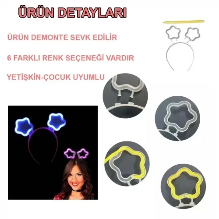  Glow Stick Karanlıkta Yanan Fosforlu Yıldız Taç 12 Adet