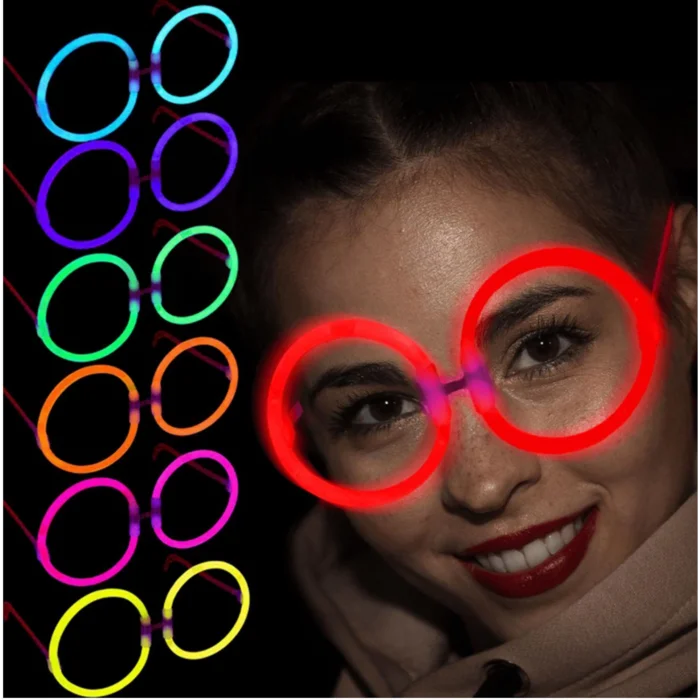 BUĞZ Glow  Yuvarlak Gözlük - Glow Partisi Gözlükleri - Glow Gözlük 12 Adet