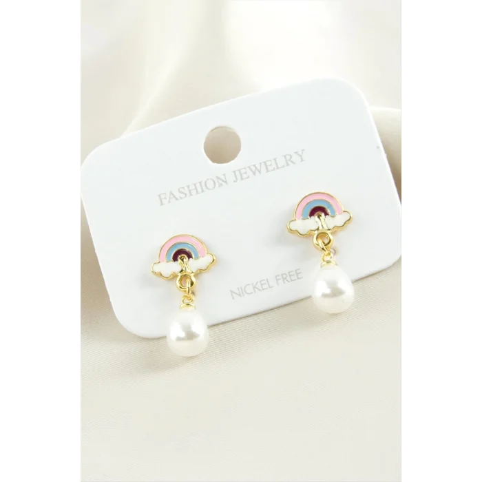  Gökkuşağı Mineli İnci Küpe