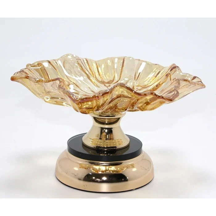 BUĞZ Gold Detaylı Ayaklı Dekoratif Cam Sunumluk Alk4887