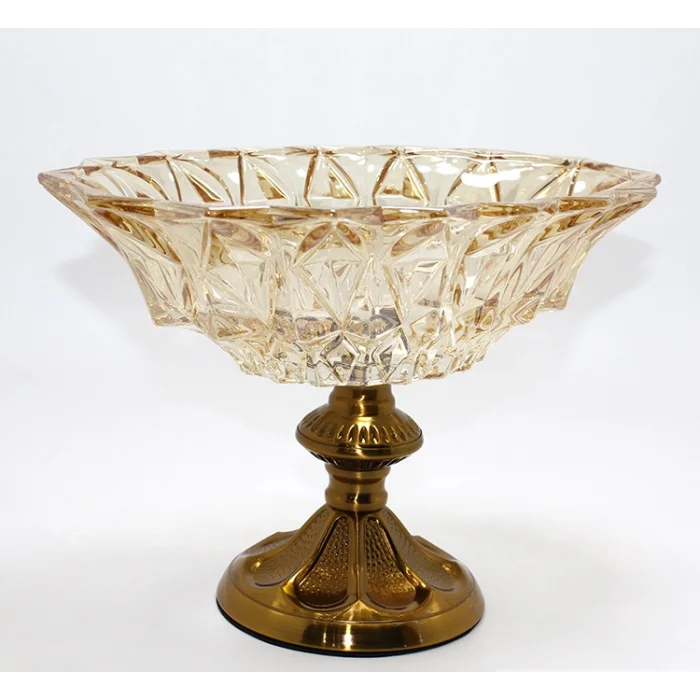 BUĞZ Gold Detaylı Eskitme Ayaklı Dekoratif Cam Sunumluk