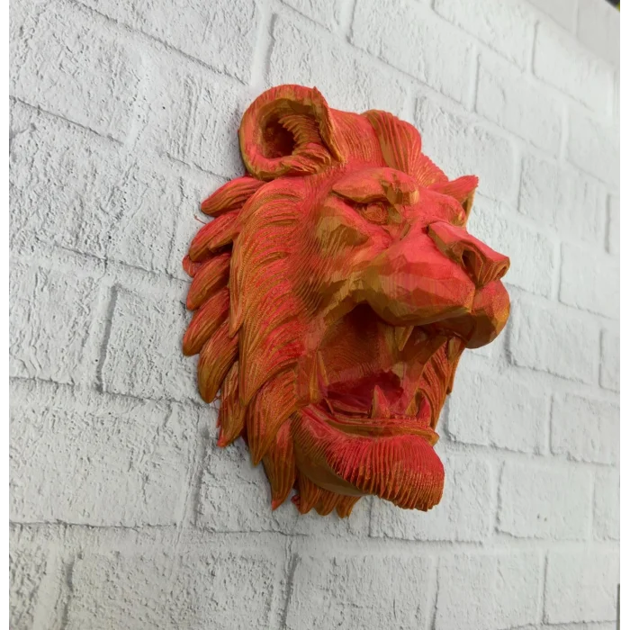 BUĞZ Gold Kırmızı Aslan Duvar Dekoru Asılabilir Hediyelik 3D Heykel 20x21 cm
