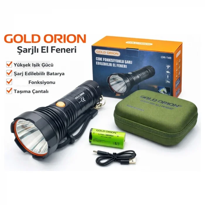 BUĞZ Gold Orion Or-t40 100w 5000 Lümen Led Şarjlı El Feneri