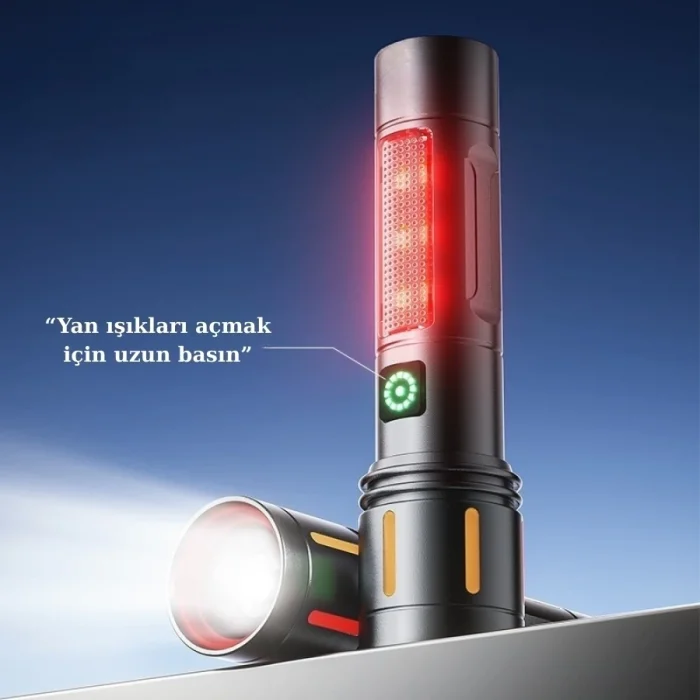 BUĞZ Gold Police Gp-212 Şarjlı Metal El Feneri | 1000 Lümen Polis Feneri Çakarlı