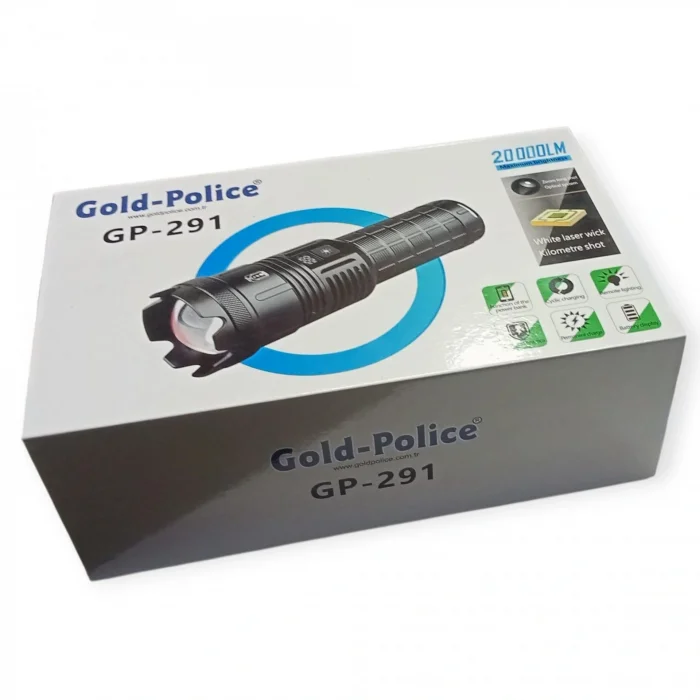 BUĞZ Gold Polıce Gp-291 Güçlü El Feneri 20,000 Lümen