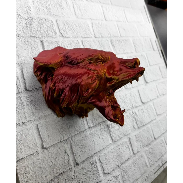 BUĞZ Gold Red Jaguar Başı Duvar Aksesuarı Asılabilir Dekoratif 20x16 cm - Lisinya