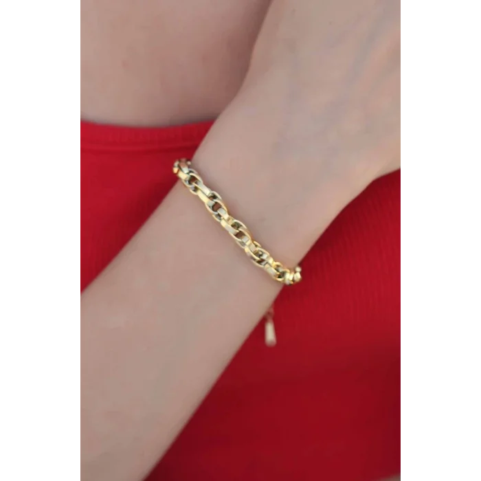 BUĞZ Gold Renk Çelik Zincir Kadın Bileklik